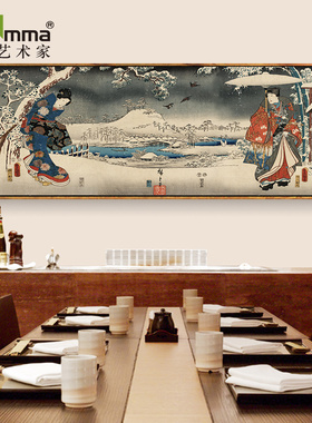 日式长款挂画浮世绘料理店装饰画