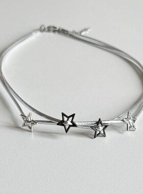 千禧y2k星星五角星双层项圈项链choker日韩ins风小众甜酷亚比叠戴