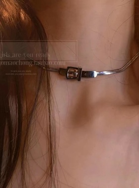 自制 sexy皮带扣锁骨链女ins冷淡风潮嘻哈项链小众choker颈链新潮