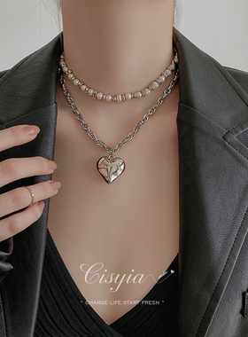 钛钢珍珠女爆款轻奢小众双层叠戴