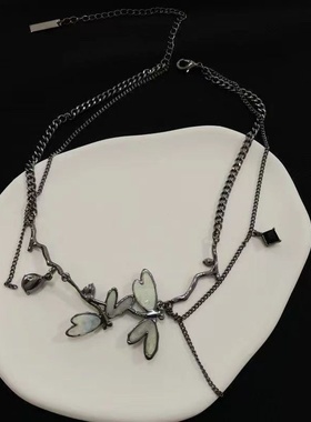 幻彩蜻蜓暗黑小众高级锁骨链2024新款高级感甜酷奢华链子项链女