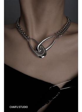 小众设计双环交错项链颈链高级感ins锁骨链2021年新款冷淡风嘻哈