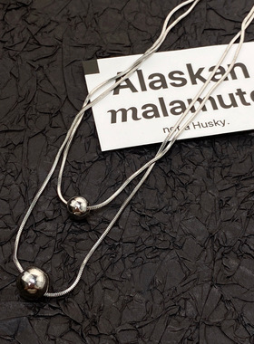 法式小圆球项链女高级感冷淡风双层小众设计百搭流苏简约锁骨链