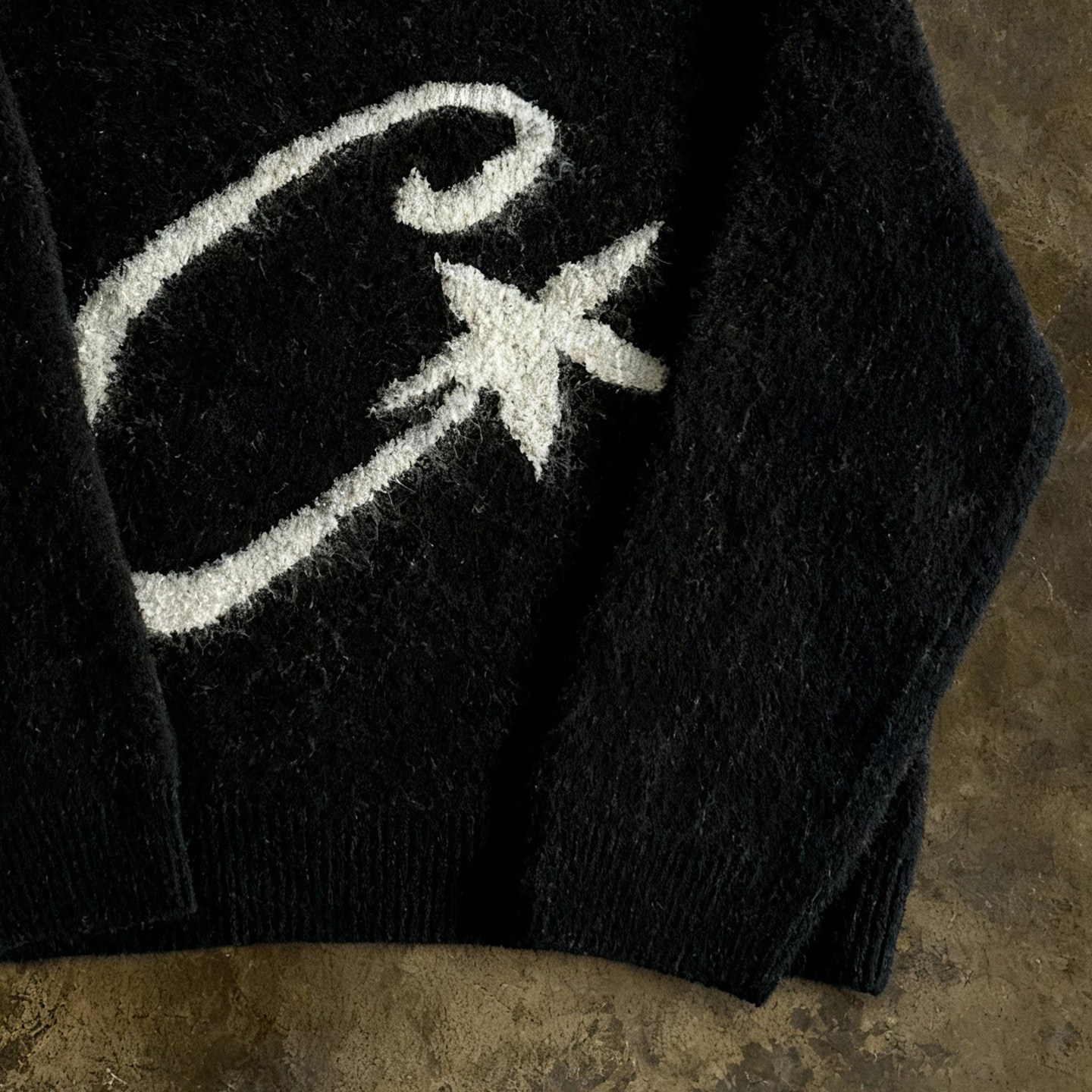 y2k hoodie~美式小众酷感毛衣圆领大C刺绣宽松百搭针织衫黑色长袖,淘宝优惠券,粉丝福利购,淘宝优惠卷