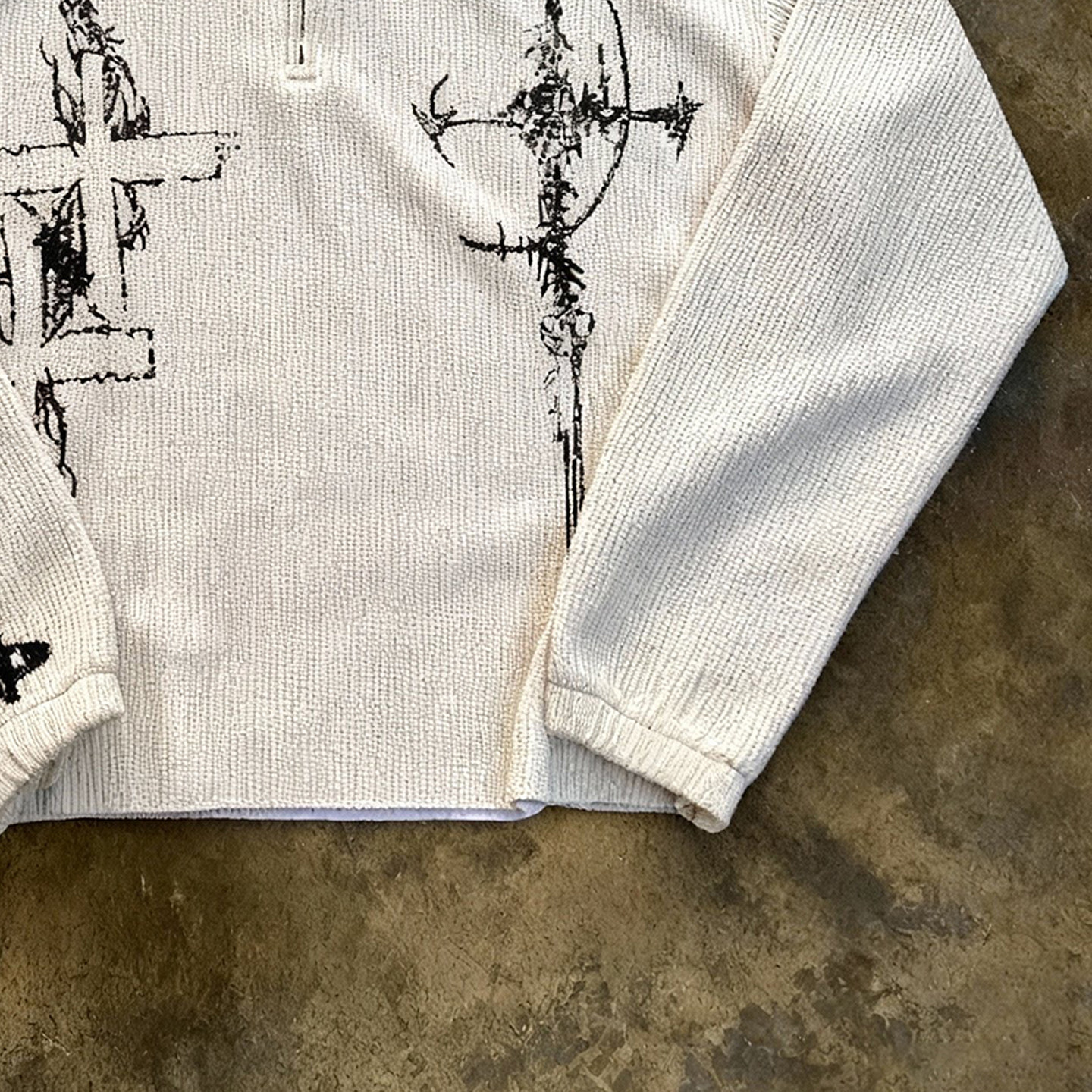 美式轻朋克风十字架印花Polo衫男街头潮牌设计感小众创意百搭卫衣,淘宝优惠券,粉丝福利购,淘宝优惠卷