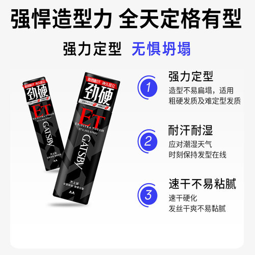 Gatsby杰士派定型喷雾男士发胶快干胶特硬持久自然蓬松激硬定型 - 图0