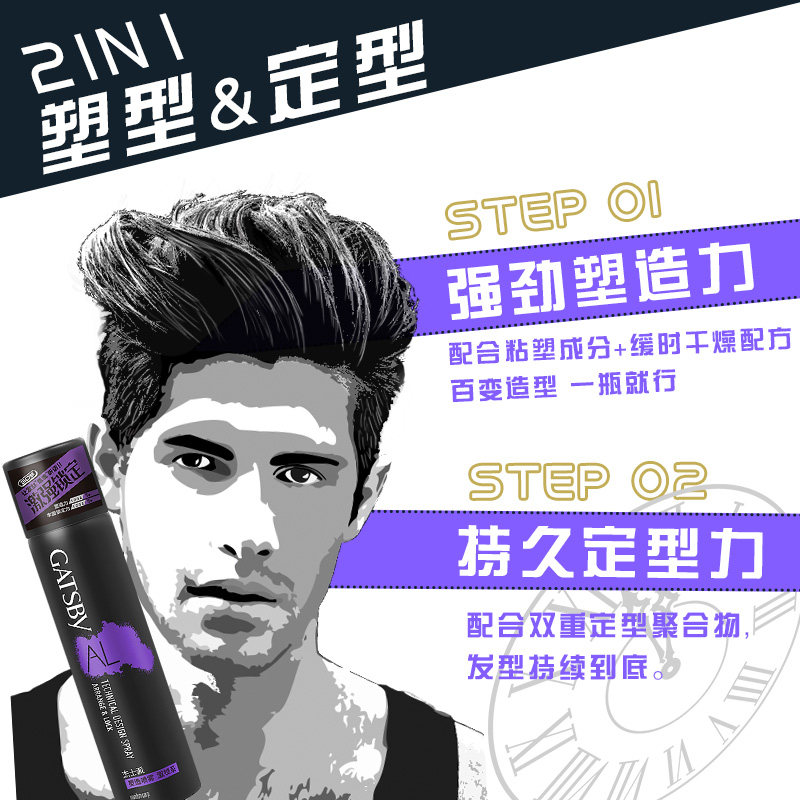 杰士派塑造喷雾激锁系2瓶套装可配 GATSBY杰士派头发造型