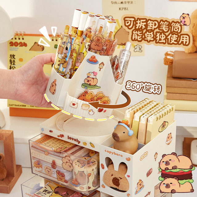 Extra large capacity! Kapibala pen holder + storage box