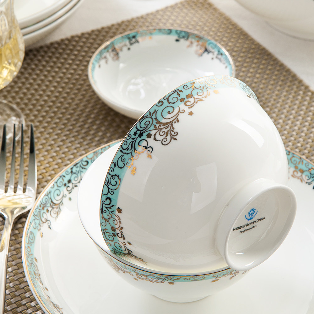 唯润骨瓷餐具碗盘礼盒套装24头金边轻奢碗碟微波可用家用送礼,淘宝优惠券,粉丝福利购,淘宝优惠卷