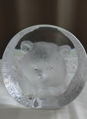 西洋收藏品 瑞典手工制作水晶镇纸器摆件 欧式复古装饰摆件