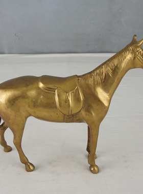西洋收藏品 个人艺术家手工制作铜马 欧式中古铜雕装饰摆件