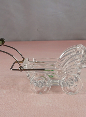 西洋收藏品 手工制作水晶婴儿车一个 欧式复古居家可爱装饰摆件