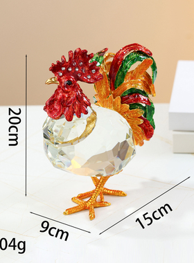 水晶公鸡招财吉祥物摆件