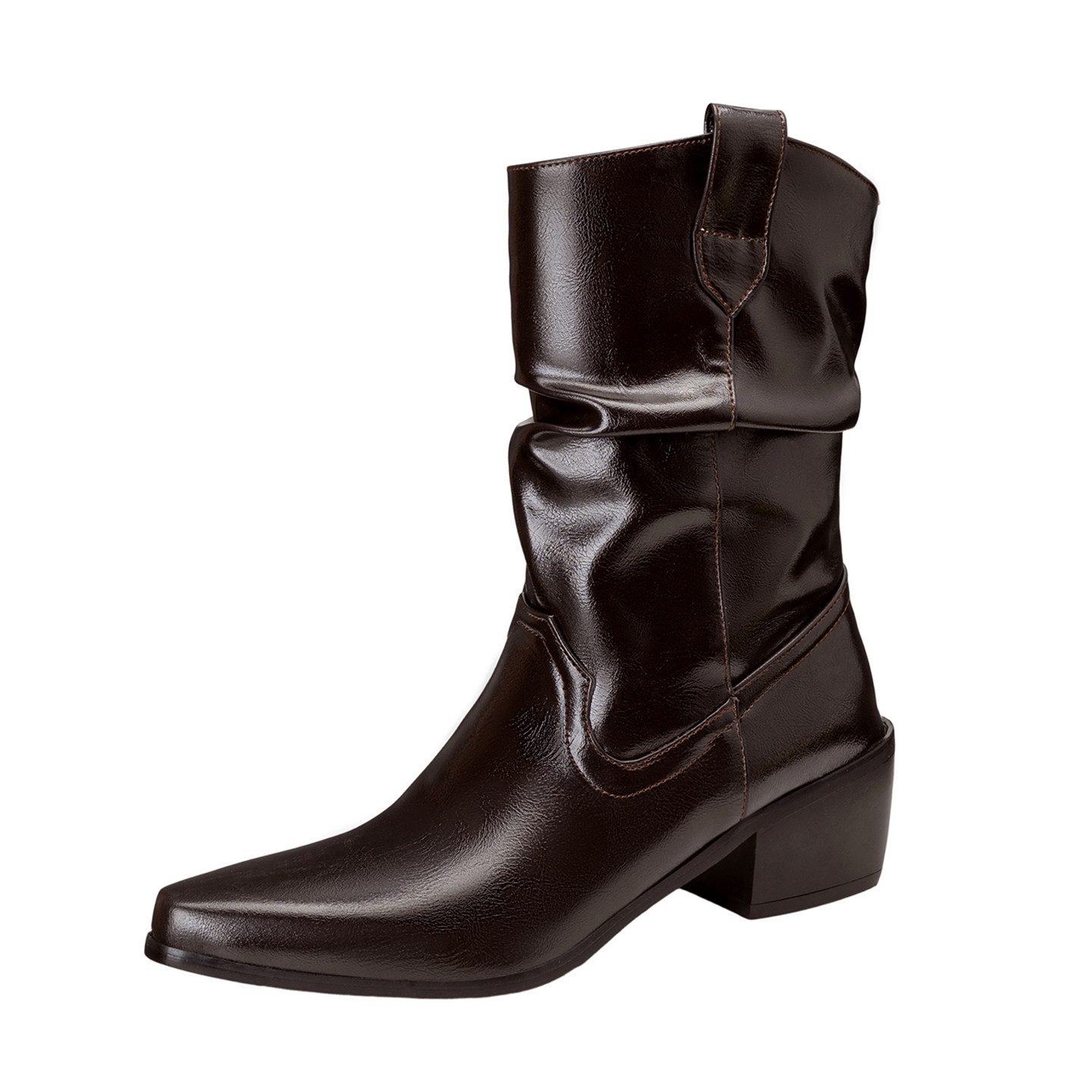 ladyblack美拉德棕色骑士靴女尖头堆堆靴高跟32大小码中筒靴41-43 - 图3