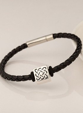 男生简约高级纯银转运珠手绳手链