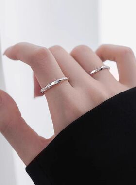 S纯银活口情侣戒指轻奢小