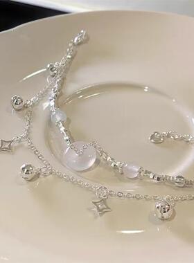 纯银白玉髓平安扣双层碎