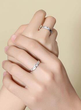 永结同心情侣戒指纯银一