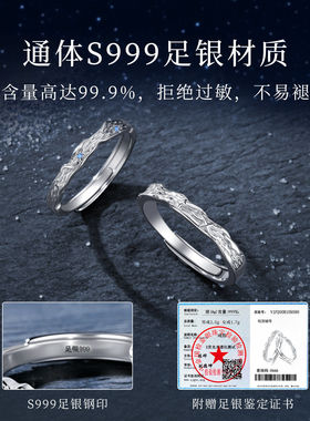 南极星情侣戒指S足银一对