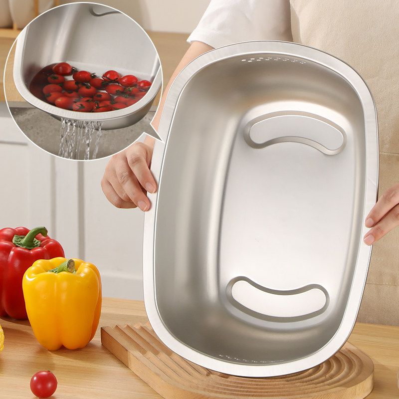 304不锈钢水槽式洗菜盆沥水篮厨房家用洗菜篮子洗碗盆和面盆,淘宝优惠券,粉丝福利购,淘宝优惠卷