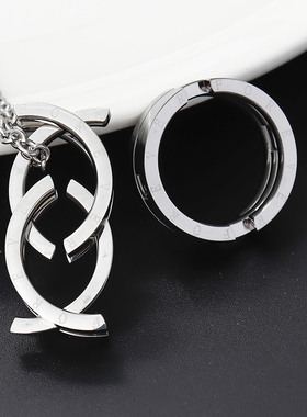 亲吻鱼变形钛钢戒指个性男项链