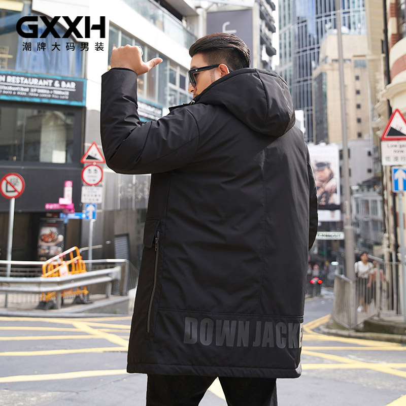 GxxH2019新品潮牌胖子宽松潮流大码羽绒服男肥佬加肥加大外套秋冬