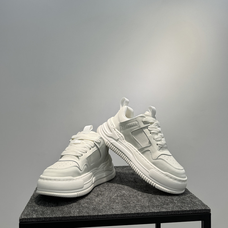 小白鞋男款2024新款厚底面包鞋低帮系带运动休闲鞋潮流百搭增高鞋,淘宝优惠券,粉丝福利购,淘宝优惠卷