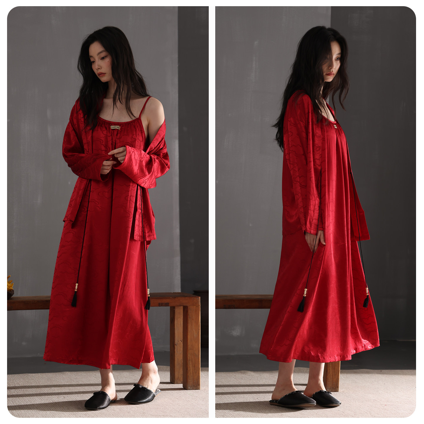 猫人红色睡衣冰丝吊带睡袍女新婚结婚情侣套装2026新款家居服礼盒,淘宝优惠券,粉丝福利购,淘宝优惠卷