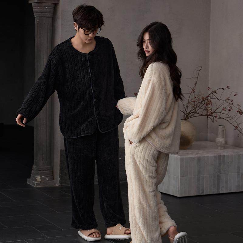 猫人情侣睡衣女秋冬季珊瑚绒加绒加厚套装法兰绒男士家居服可外穿,淘宝优惠券,粉丝福利购,淘宝优惠卷