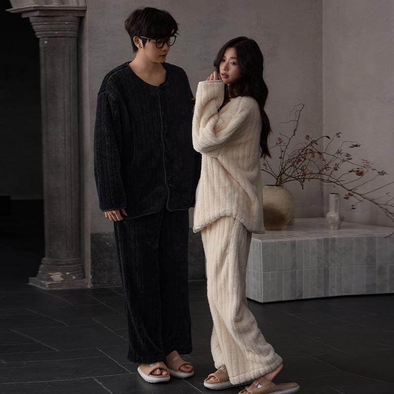 猫人情侣睡衣女秋冬季珊瑚绒加绒加厚套装法兰绒男士家居服可外穿,淘宝优惠券,粉丝福利购,淘宝优惠卷