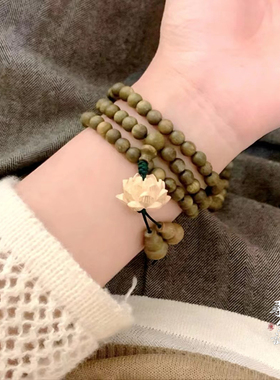 莲花108颗项链绿檀木森系