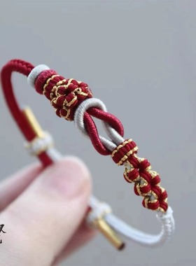 diy七夕莫相离桃花情侣手绳