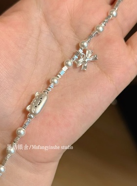 足银999马上有钱法棍猫碎银手链