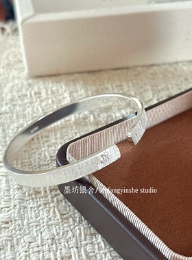 手工拉丝点钻足银999.9纯银手镯