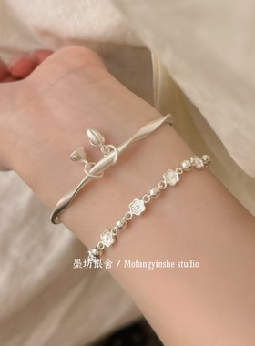 足银999.9莫比乌斯两世欢银手镯