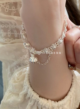 手工手链足银复古梅花