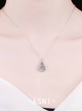 超闪不过敏莫桑石18K金单钻项链纯银不掉色轻奢锁骨链礼物高级感