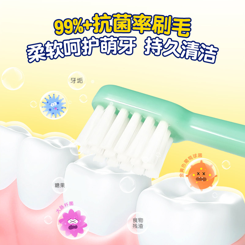 GUM康齿家儿童牙刷抗菌牙刷宝宝儿童专用温和牙刷颜色随机发货,淘宝优惠券,粉丝福利购,淘宝优惠卷