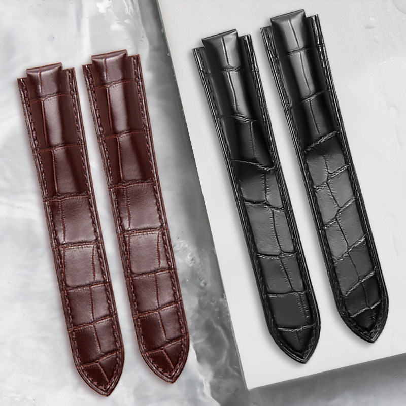 十瑞双面鳄鱼皮表带凸口女士折叠 十瑞配件