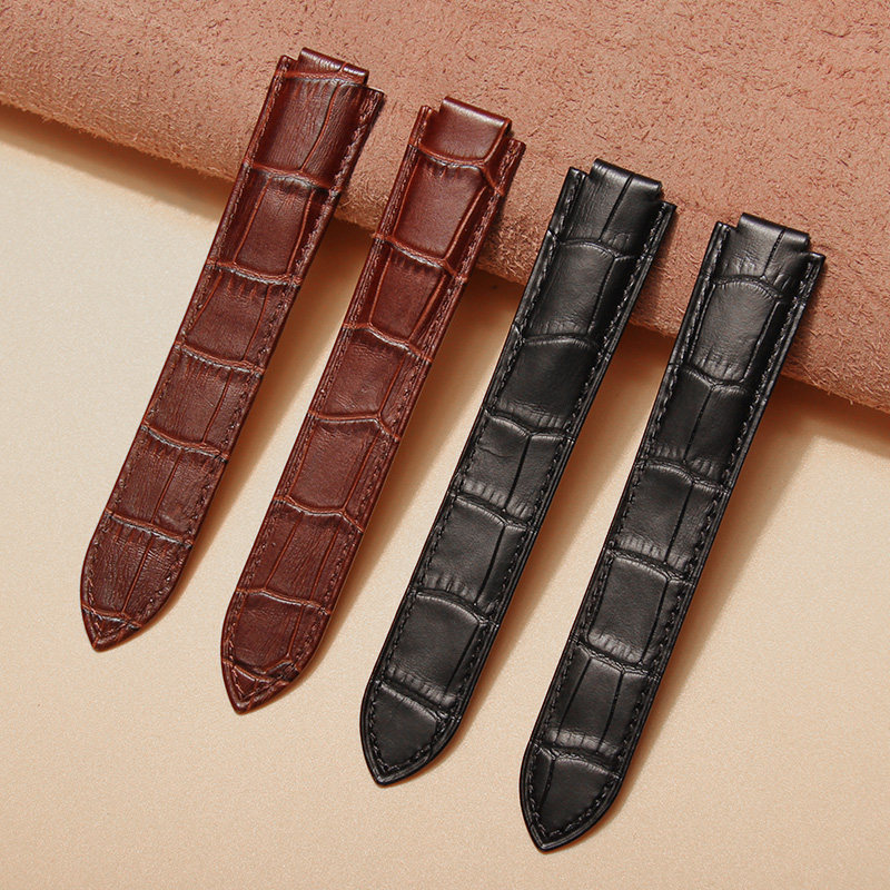 十瑞表带男卡地亚女真皮凸口蓝气球 十瑞配件