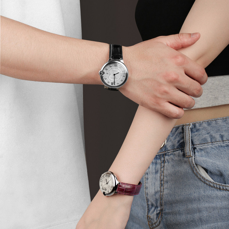 十瑞表带男卡地亚女真皮凸口蓝气球 十瑞配件