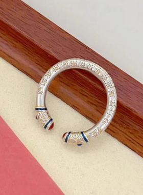 新中式国潮描金心经戒指