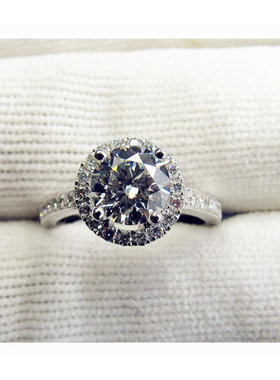 莫桑石女戒六爪银款热卖