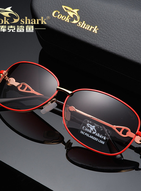 库克鲨鱼偏光太阳镜女防晒开车