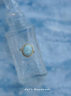 海纹石欧美日韩独家银镀金戒指