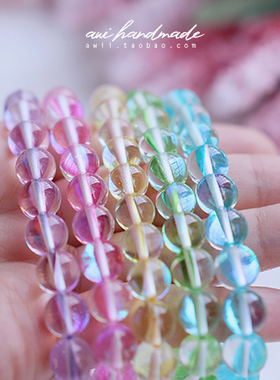 梦幻天然白水晶闪光石手链女