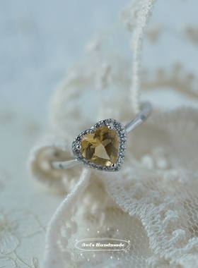 黄水晶戒指透亮蜜糖色开口戒