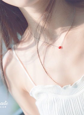 手作风百搭小爱心纯银锁骨链