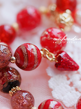 本命年新年纳福红色草莓琉璃手链