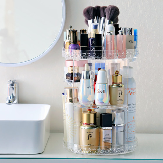 Dormitory rotating makeup, skin care and lipstick storage box